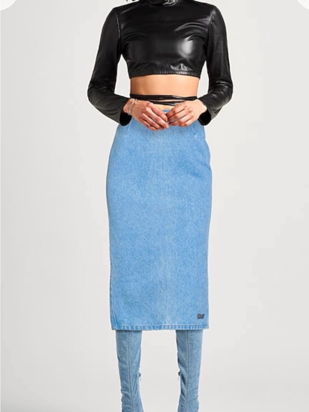 Marni Light Blue Denim Midi Pencil Skirt